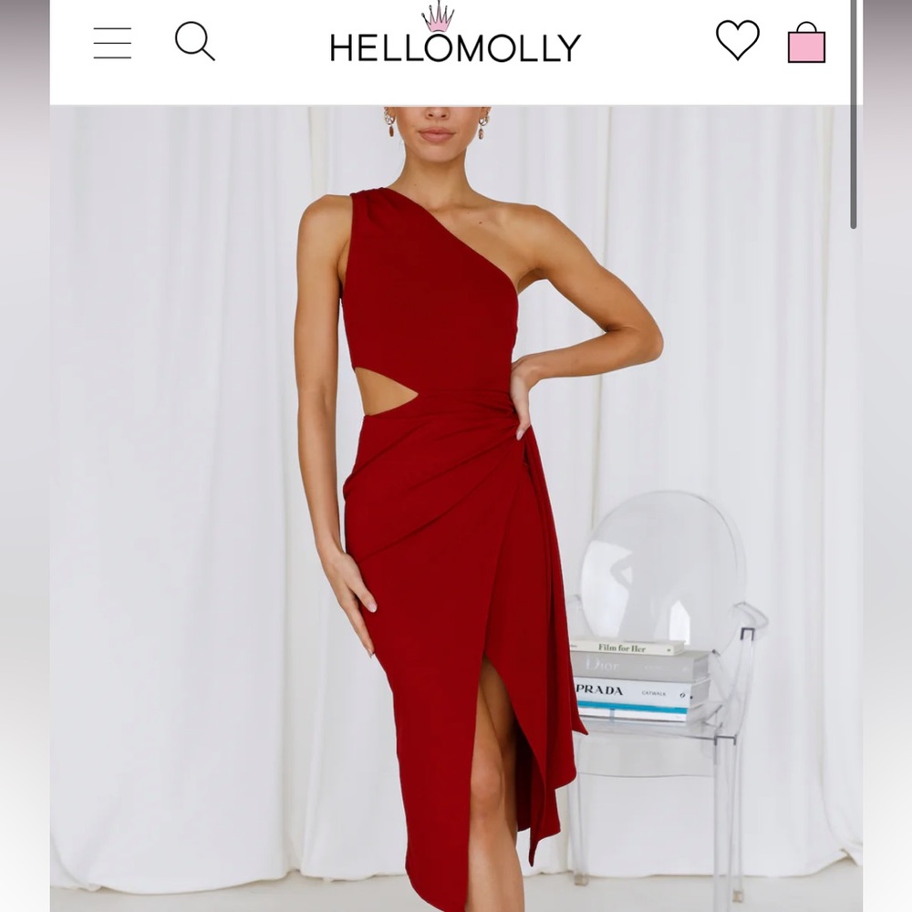 Hello Molly. Nwt. Red midi dress with slit.